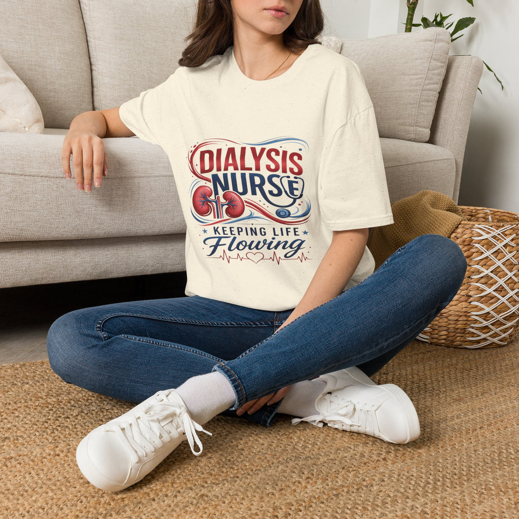 Creative T-Shirt Design Celebrating Dialysis Nurses With Flowing Elements (1)- Graphic Tees