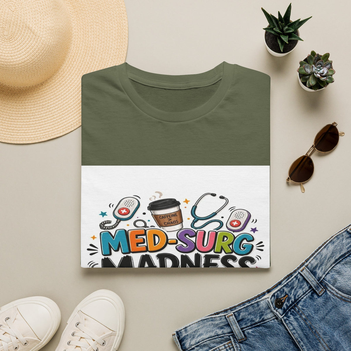 Vibrant T-Shirt Design Featuring MED-SURG MADNESS Phrase (1)- Graphic Tees