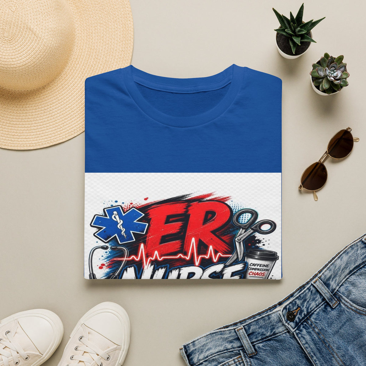 Bold Streetwear T-Shirt Design Featuring ER Nurse Typography- Graphic Tees