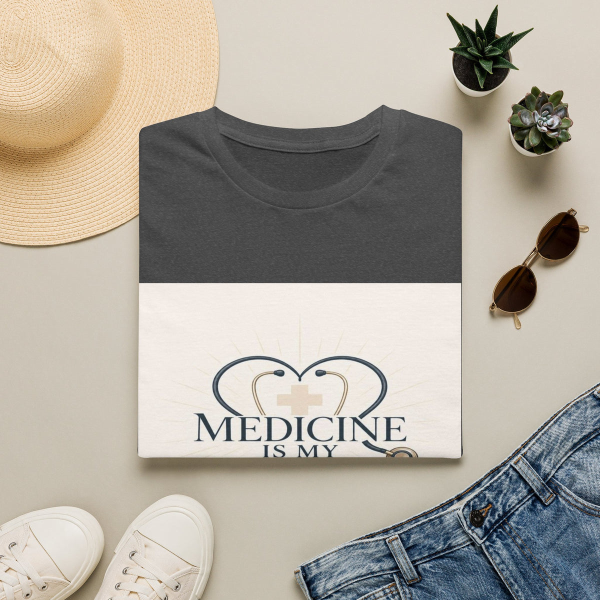 Elegant Design Celebrating Medicine With Heart-Shaped Stethoscope- Graphic Tees