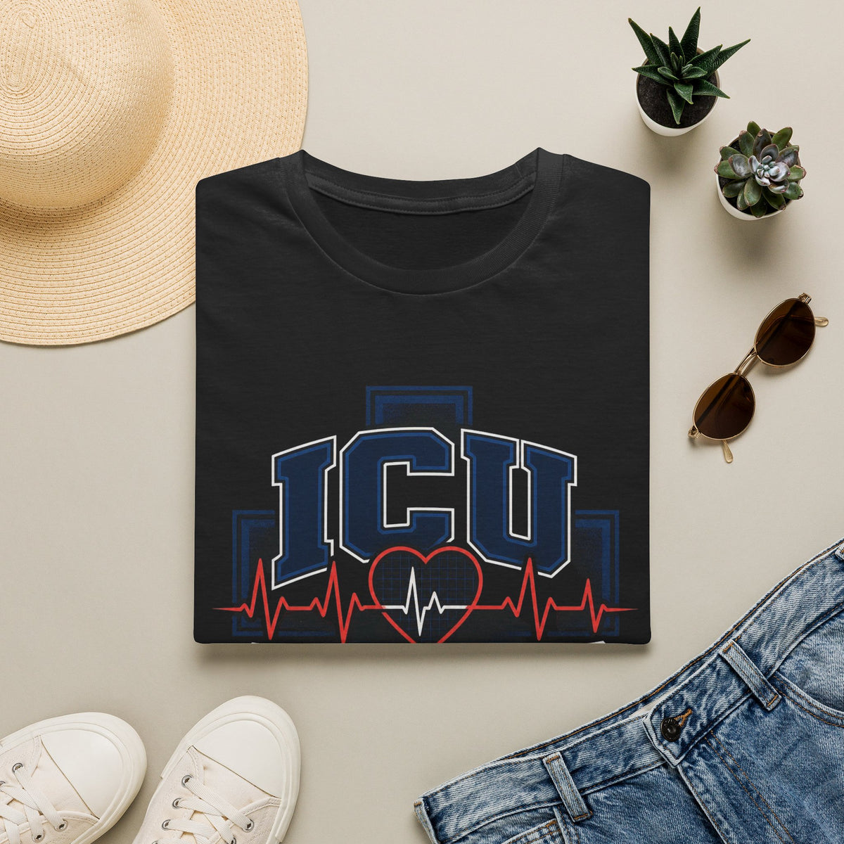 Athletic T Shirt Design With Bold ICU STRONG Typography