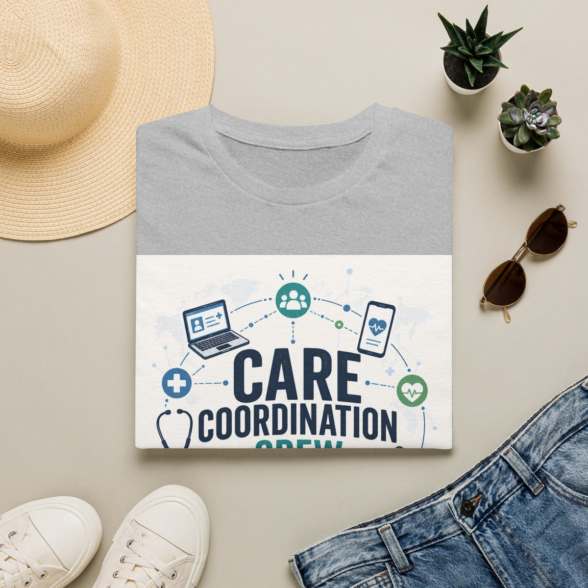 T Shirt Graphic Featuring Modern Aesthetic Care Coordination Crew