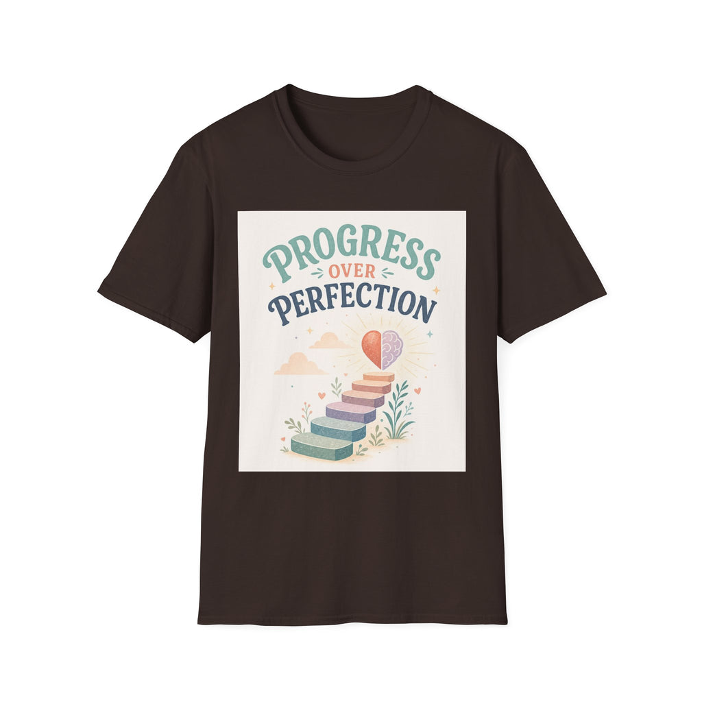 Bold T Shirt Design Featuring Progress Over Perfection Phrase