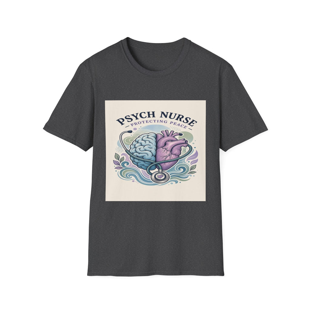 Stylized Brain And Heart Illustration With Stethoscope Art- Graphic Tees