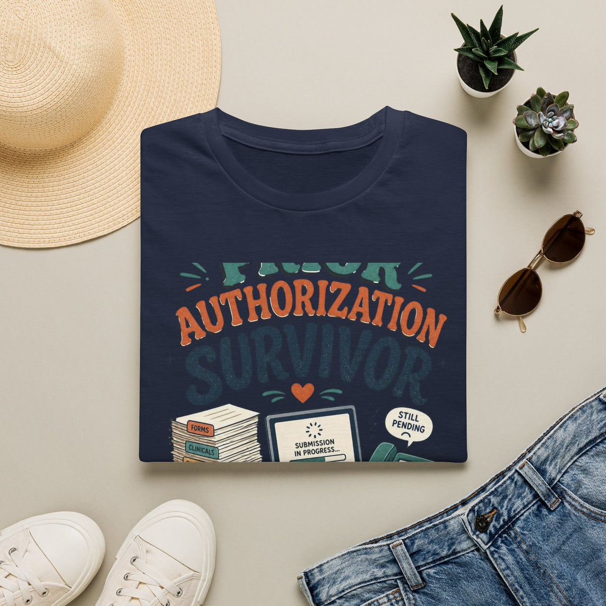 Bold T Shirt Design Showcasing PRIOR AUTHORIZATION SURVIVOR