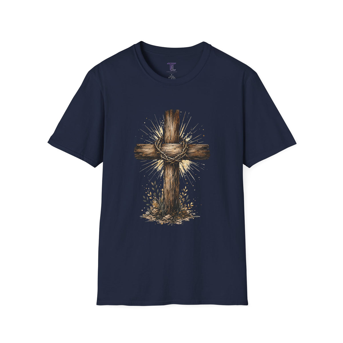 Christian Cross T-Shirt — Rustic Crown of Thorns Design