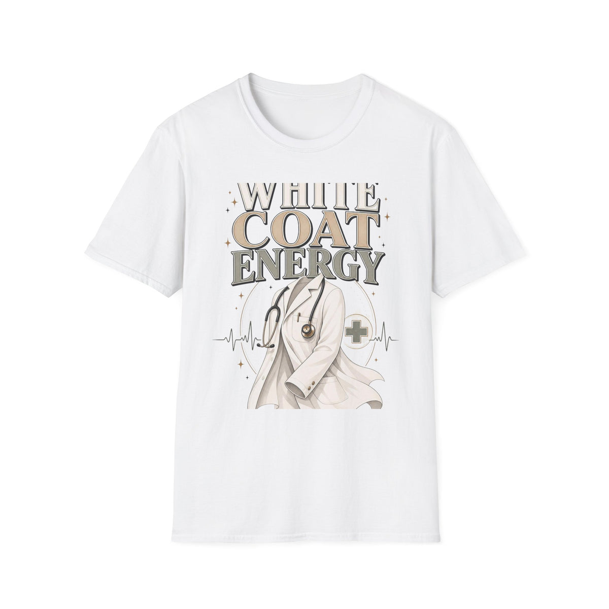 Elegant T Shirt Design Featuring White Coat Energy Typography