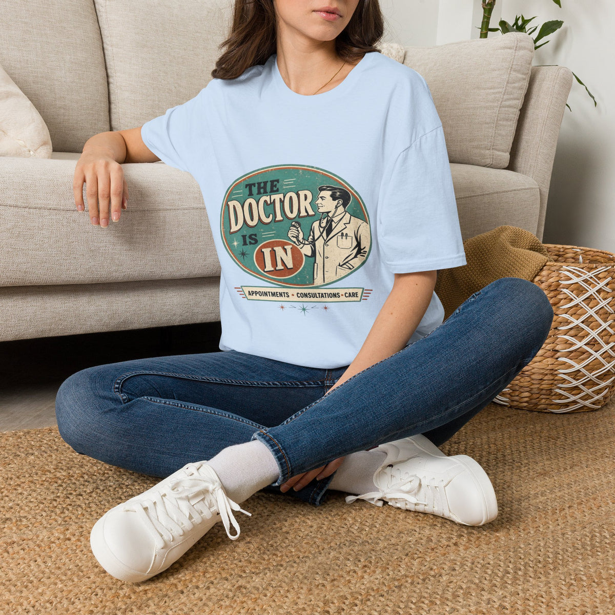 Vintage 1950s Doctor Office Graphic With Classic Badge- Graphic Tees