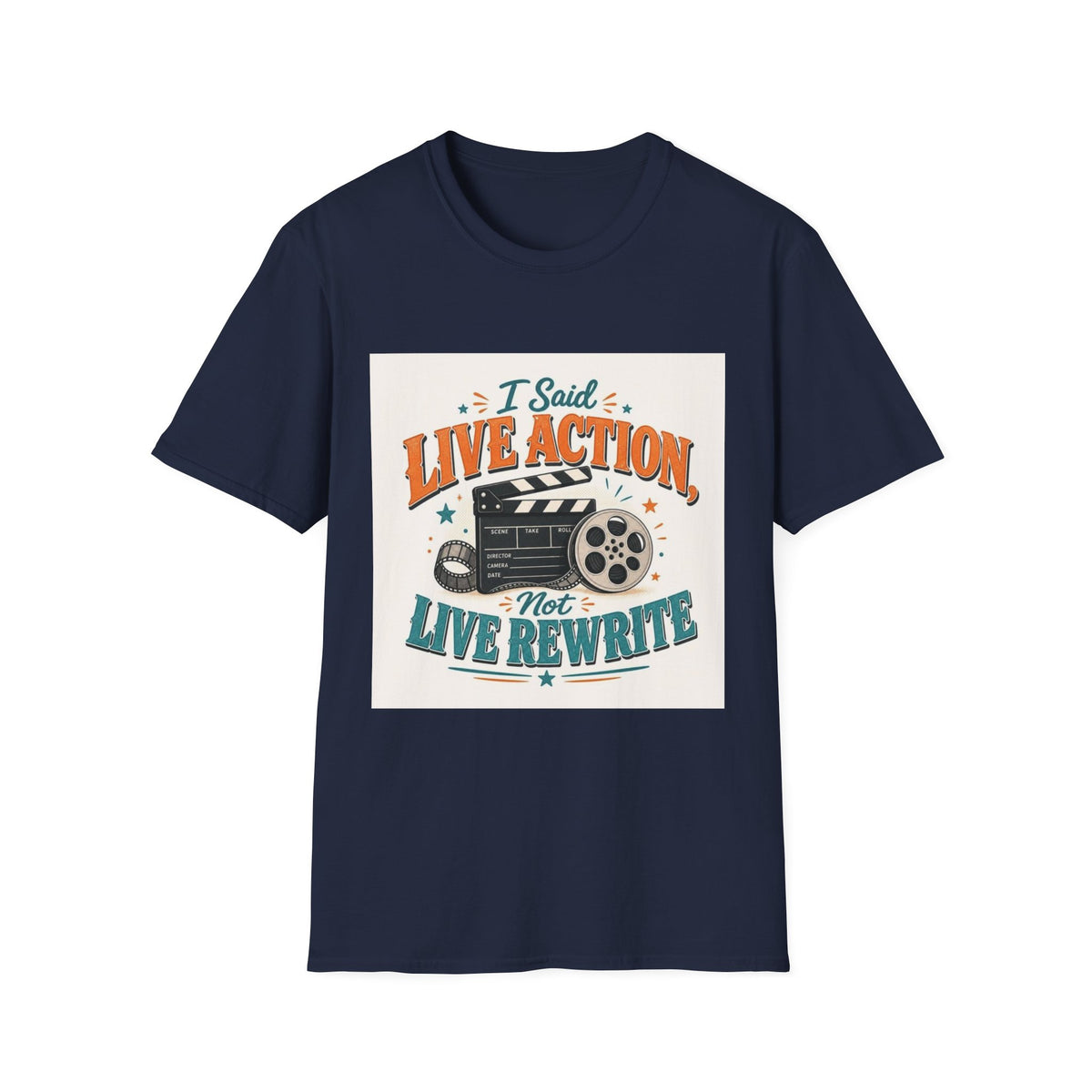 Retro T-Shirt Design Featuring Bold Typography And Film Elements- Graphic Tees