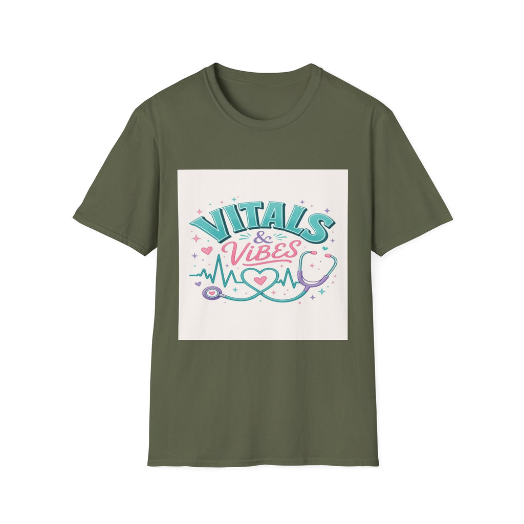 Trendy T-Shirt Design Featuring Vitals And Vibes Phrase- Graphic Tees
