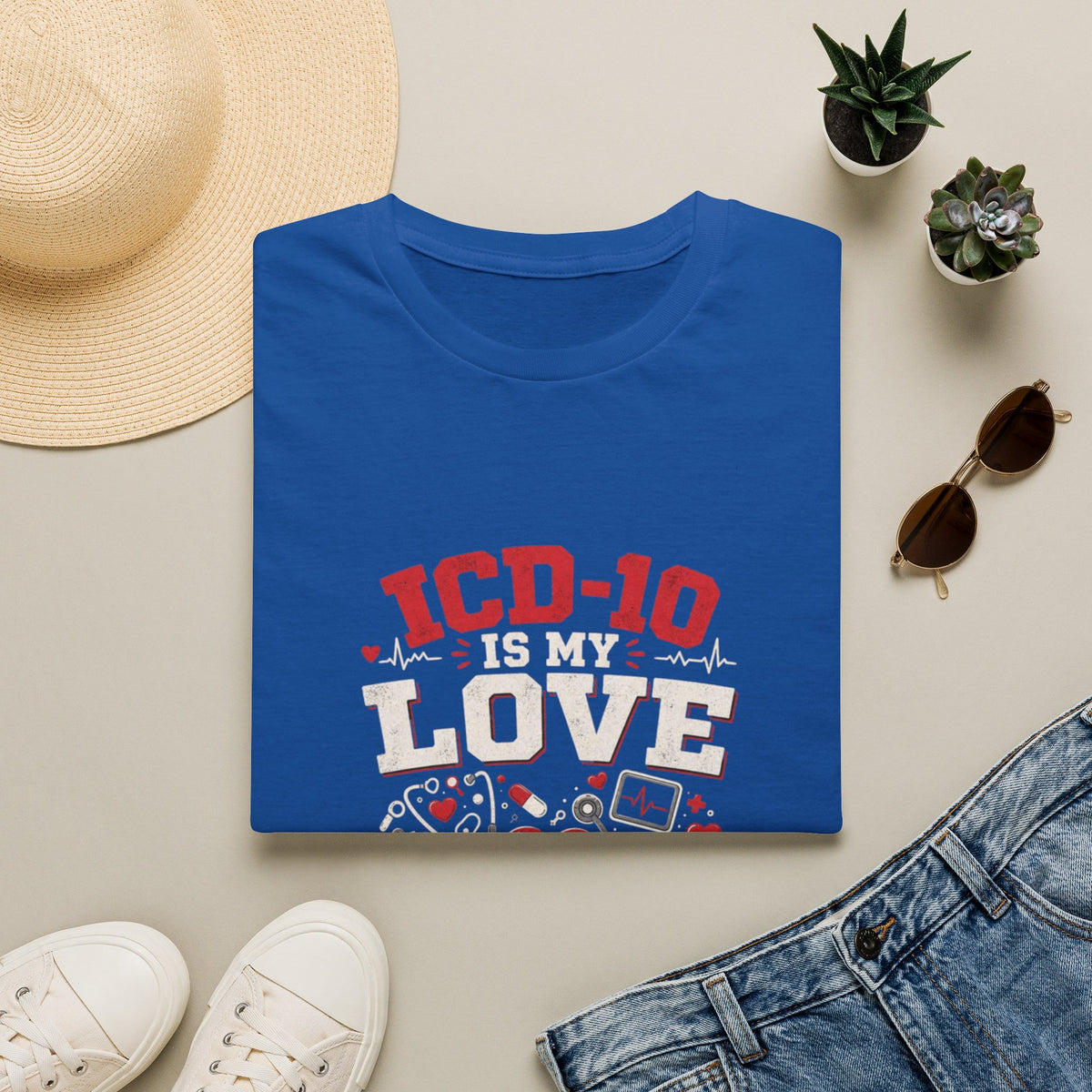 T-shirt Design Featuring Humorous _ICD-10 Is My Love Language_ Phrase- Graphic Tees
