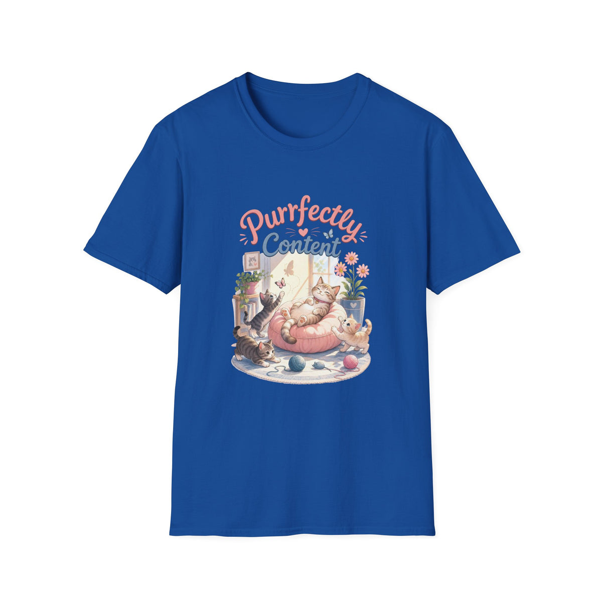Purrfectly Content T-Shirt — Cute Cat Graphic Tee for Cat Lovers
