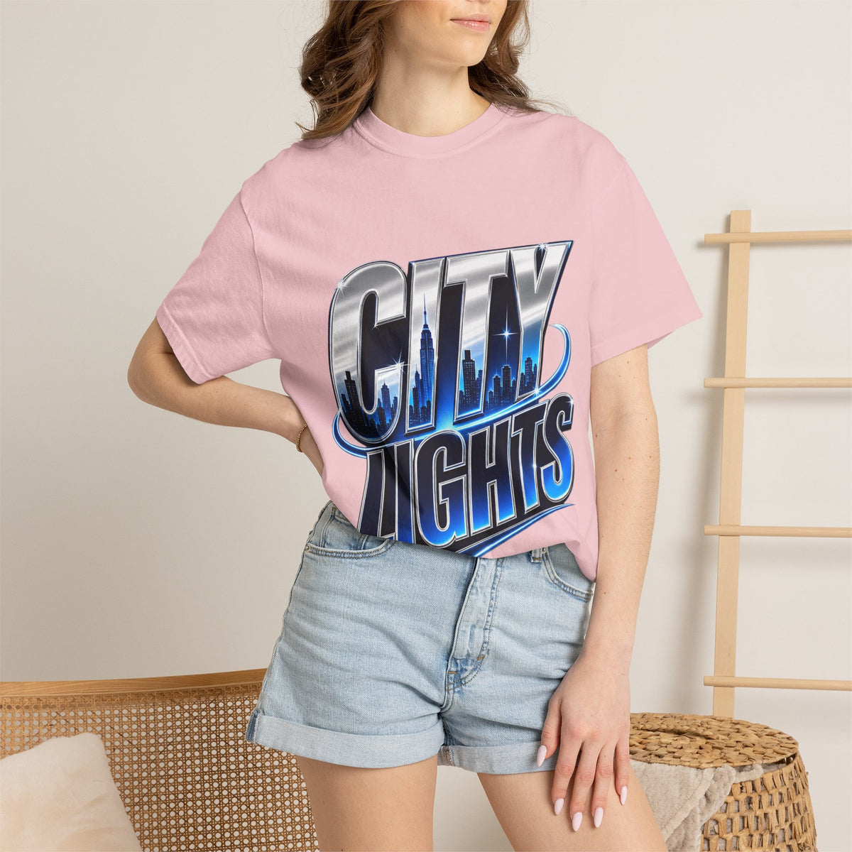 City Lights Skyline Graphic  Softstyle T-Shirt