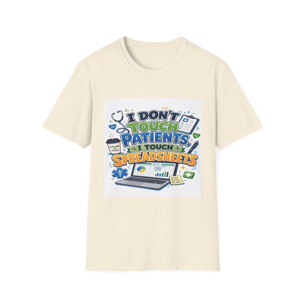 Humorous T-shirt Design Featuring Playful Healthcare And Spreadsheet Imagery- Graphic Tees