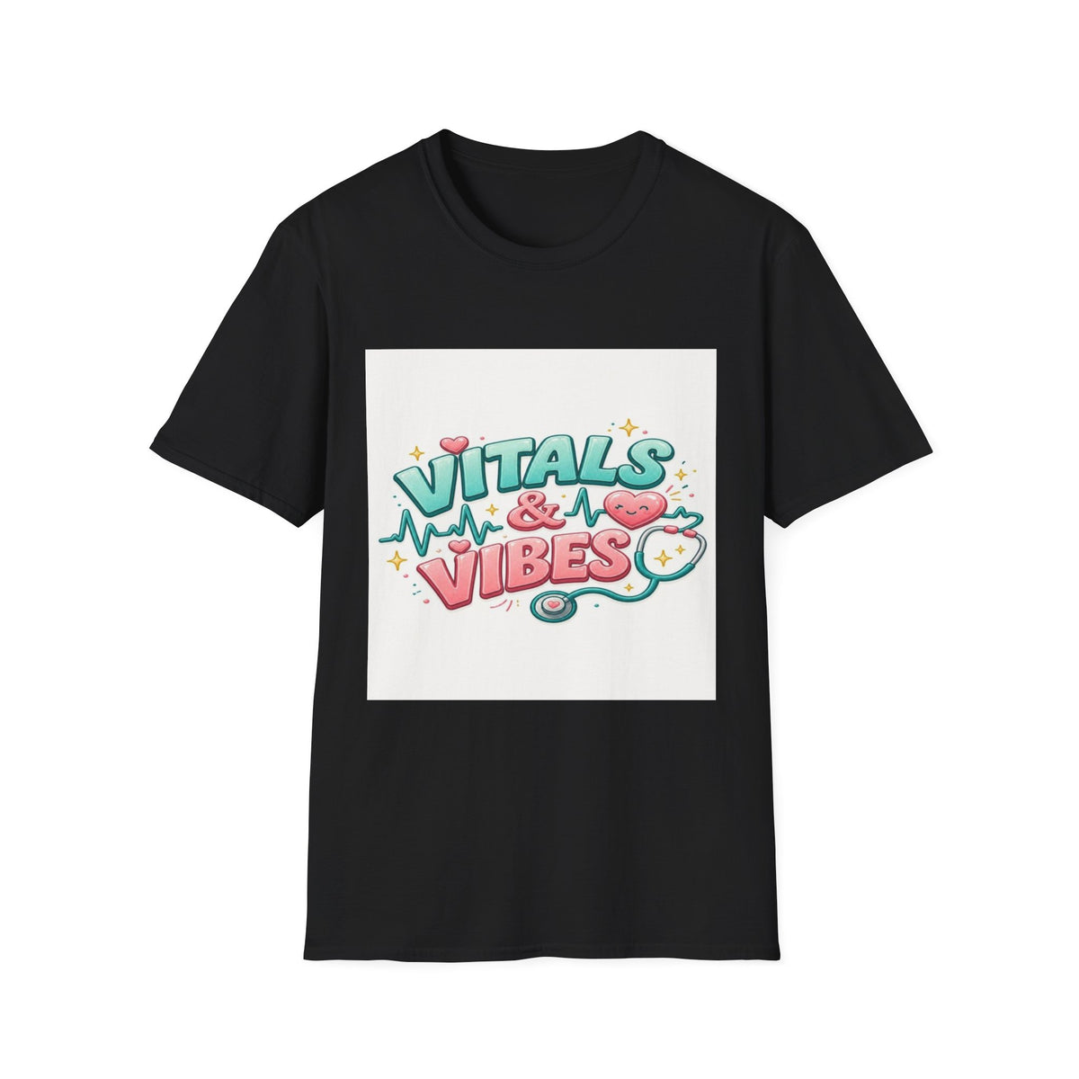 Trendy Healthcare T-Shirt Design Featuring Vitals And Vibes- Graphic Tees