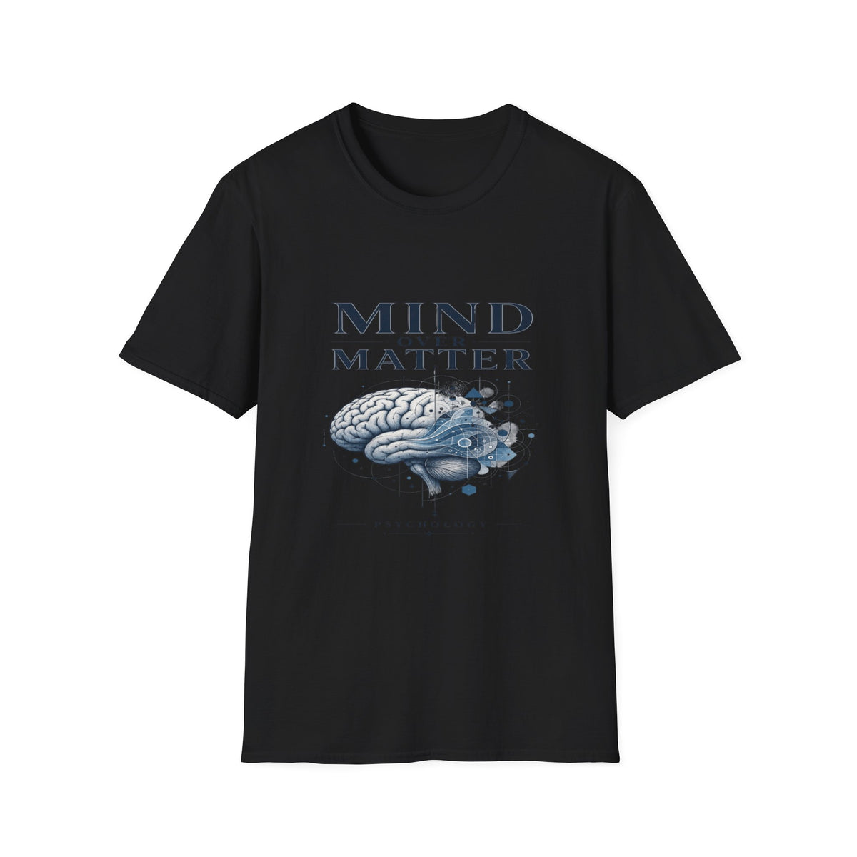 Intricate Brain Illustration With Geometric Patterns And Bold Typography- Graphic Tees