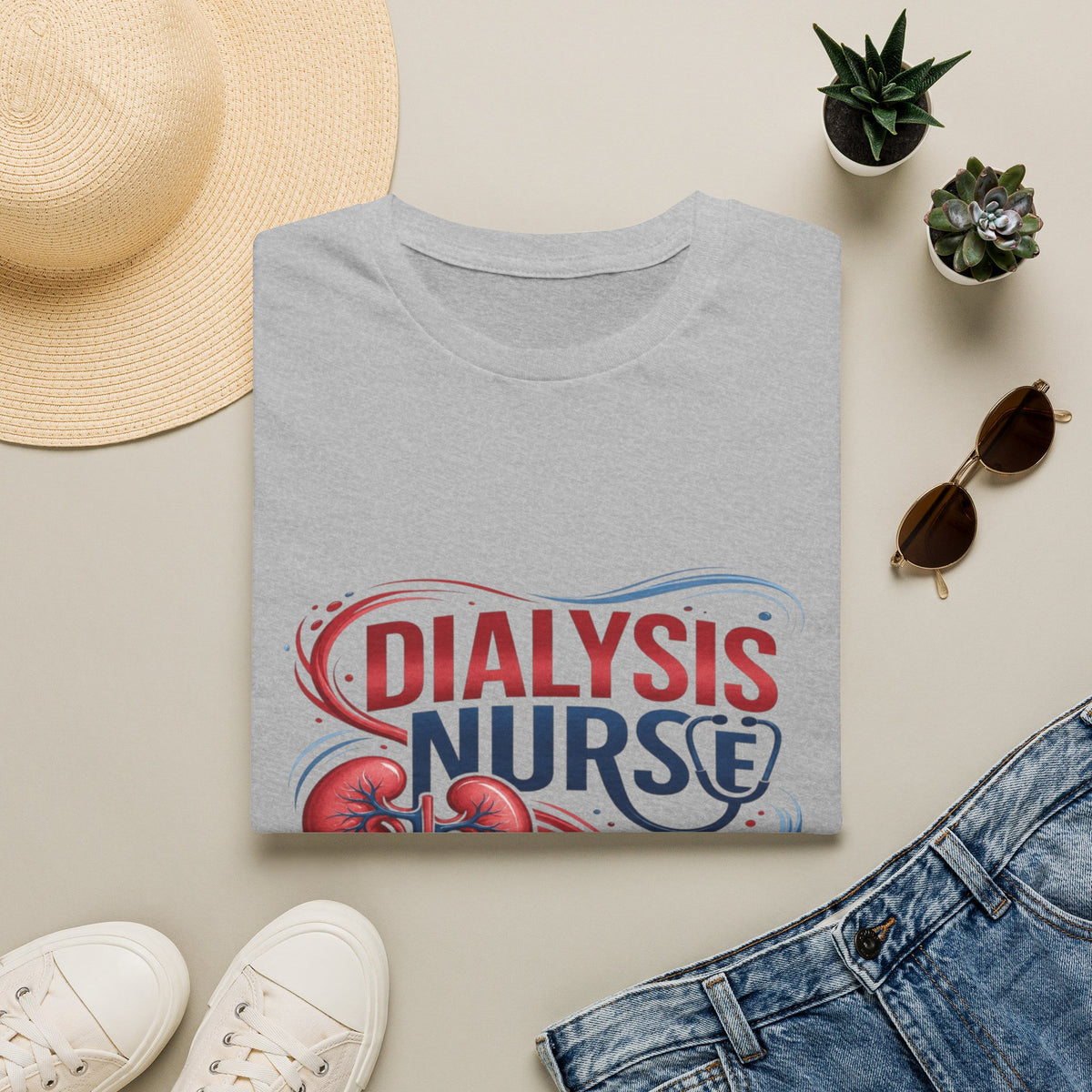Creative T-Shirt Design Celebrating Dialysis Nurses With Flowing Elements (1)- Graphic Tees