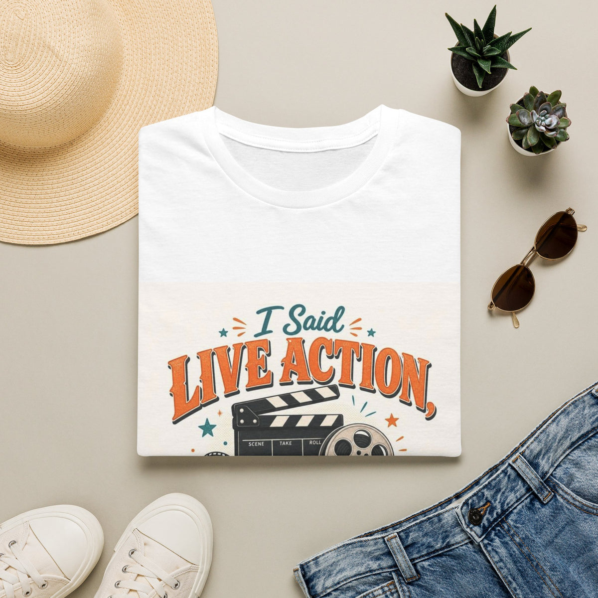 Retro T-Shirt Design Featuring Bold Typography And Film Elements- Graphic Tees