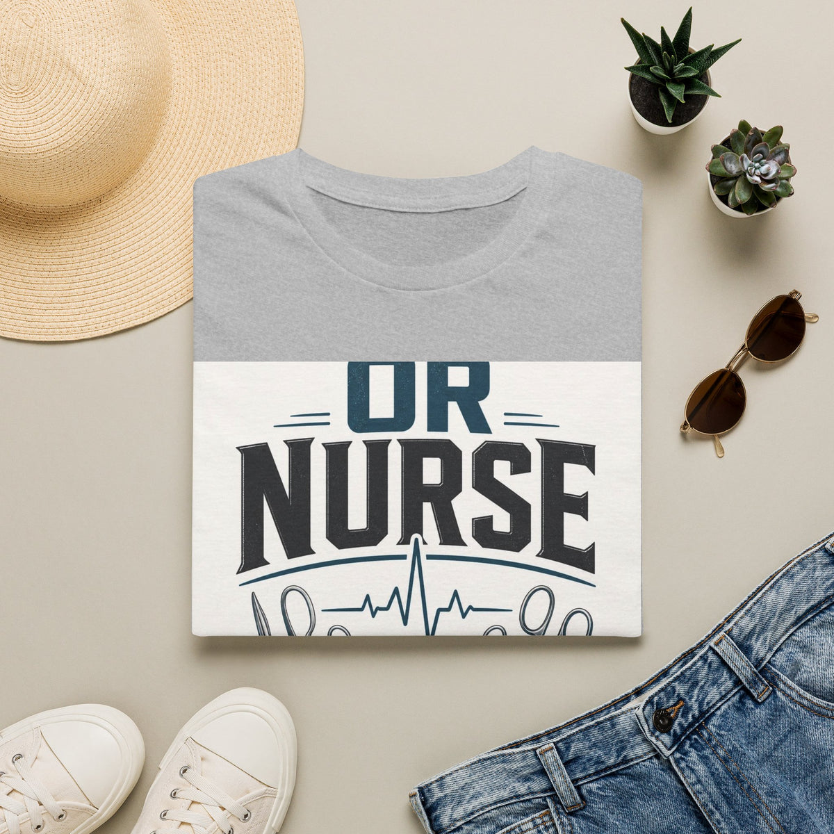 Bold T Shirt Design Featuring Nurse Motto With Instruments