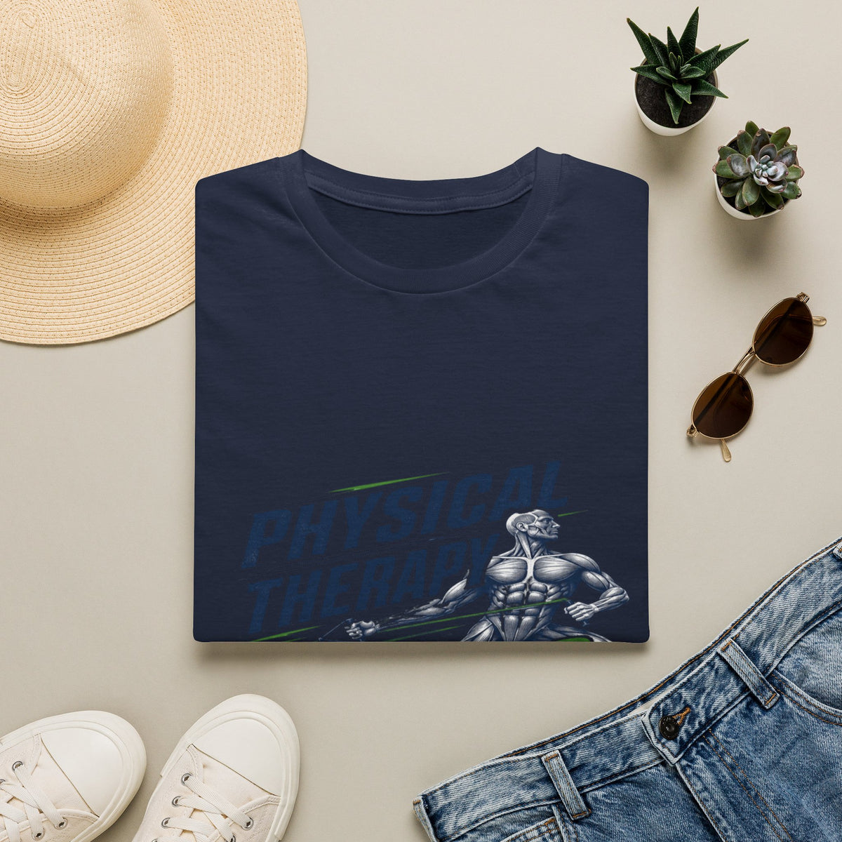 Bold Typography Design With Muscular Figure and Dynamic Lines- Graphic Tees