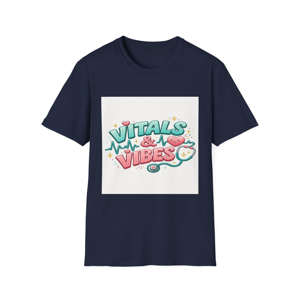 Trendy Healthcare T-Shirt Design Featuring Vitals And Vibes- Graphic Tees
