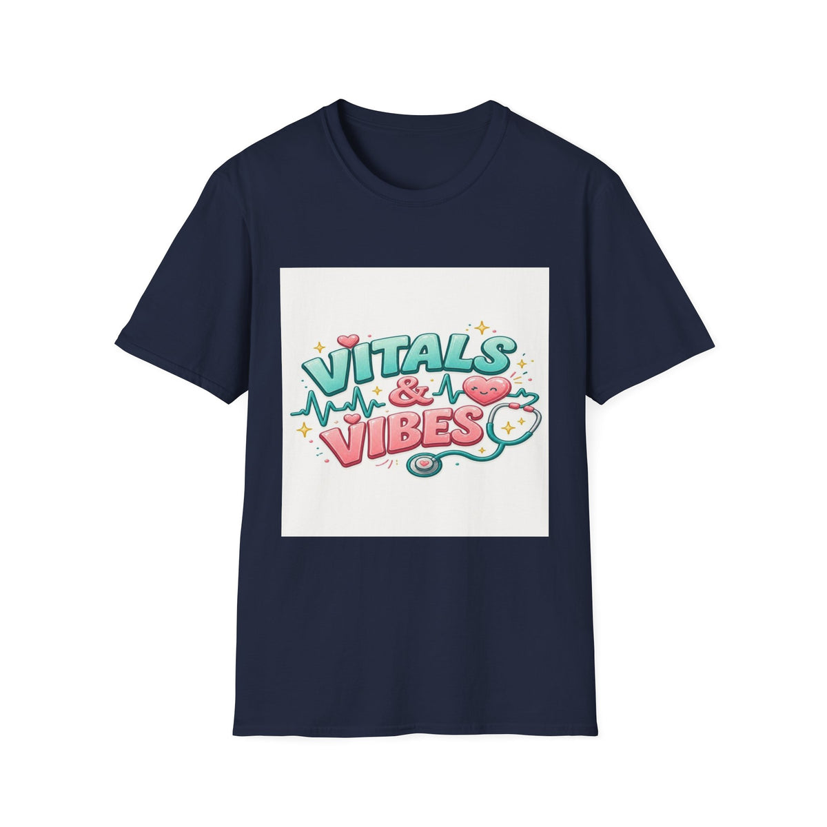 Trendy Healthcare T-Shirt Design Featuring Vitals And Vibes (1)- Graphic Tees