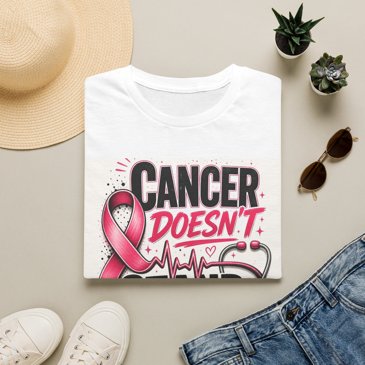 Bold Oncology Nurse Design Featuring Empowering Phrase With Awareness Ribbon