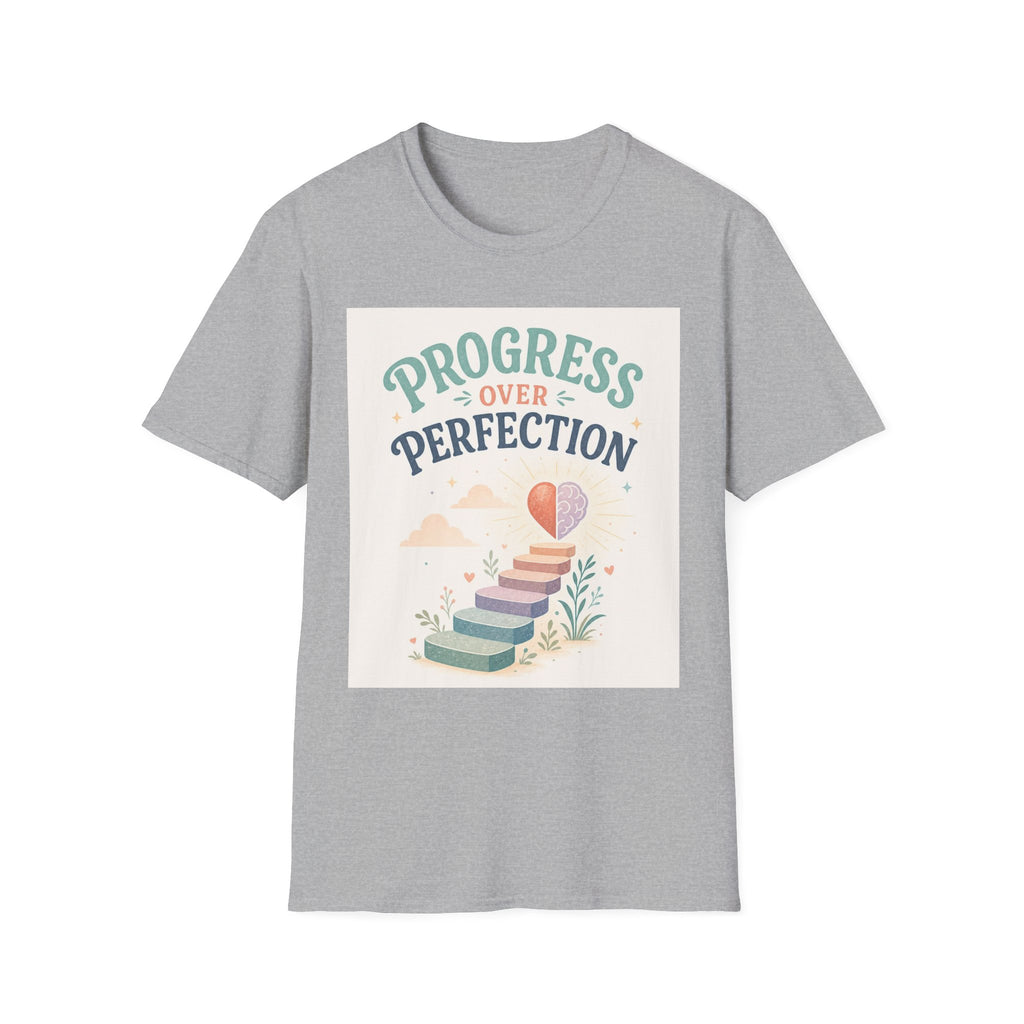 Bold T Shirt Design Featuring Progress Over Perfection Phrase
