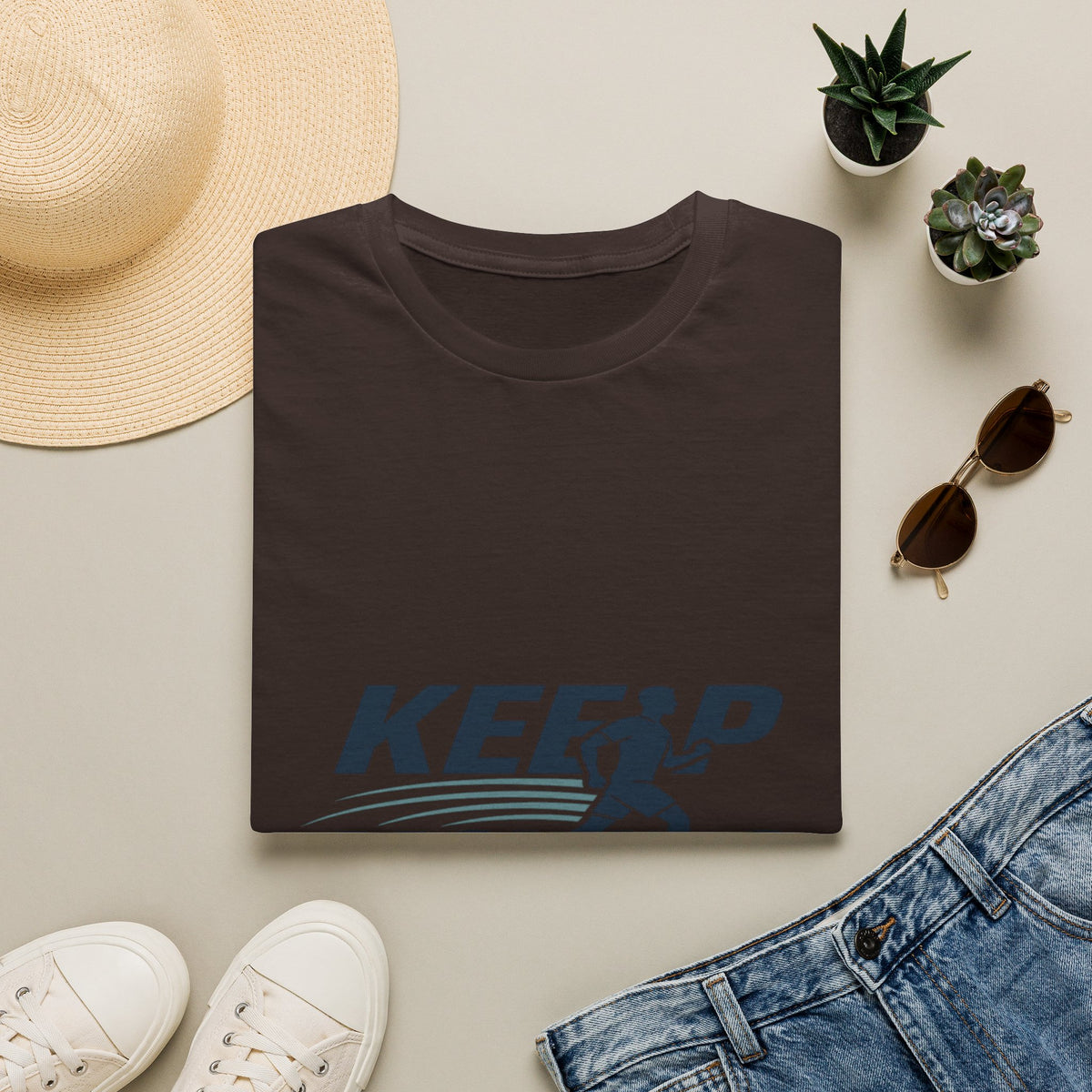 Minimalist T-Shirt Design Featuring _Keep Moving_ Statement- Graphic Tees
