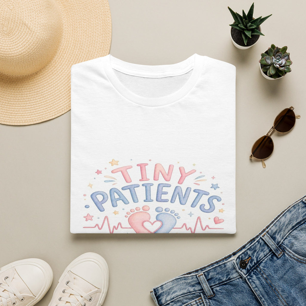 Whimsical T-Shirt Design Featuring Tiny Patients Huge Hearts- Graphic Tees