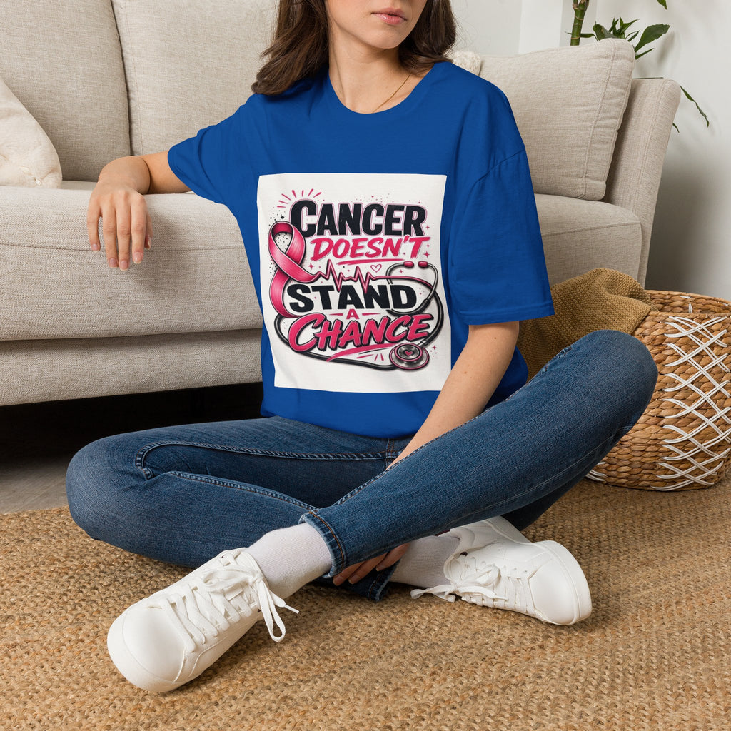 Bold Oncology Nurse Design Featuring Empowering Phrase With Awareness Ribbon- Graphic Tees