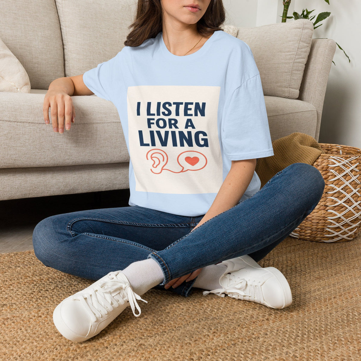 Bold Text And Minimalist Ear Illustration In Modern Design- Graphic Tees