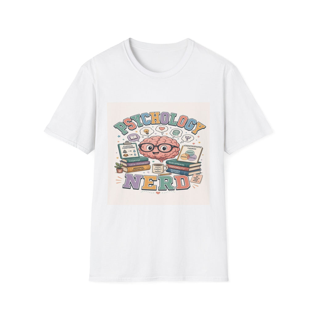 Playful Psychology Nerd T-Shirt Design Featuring Brain And Books- Graphic Tees