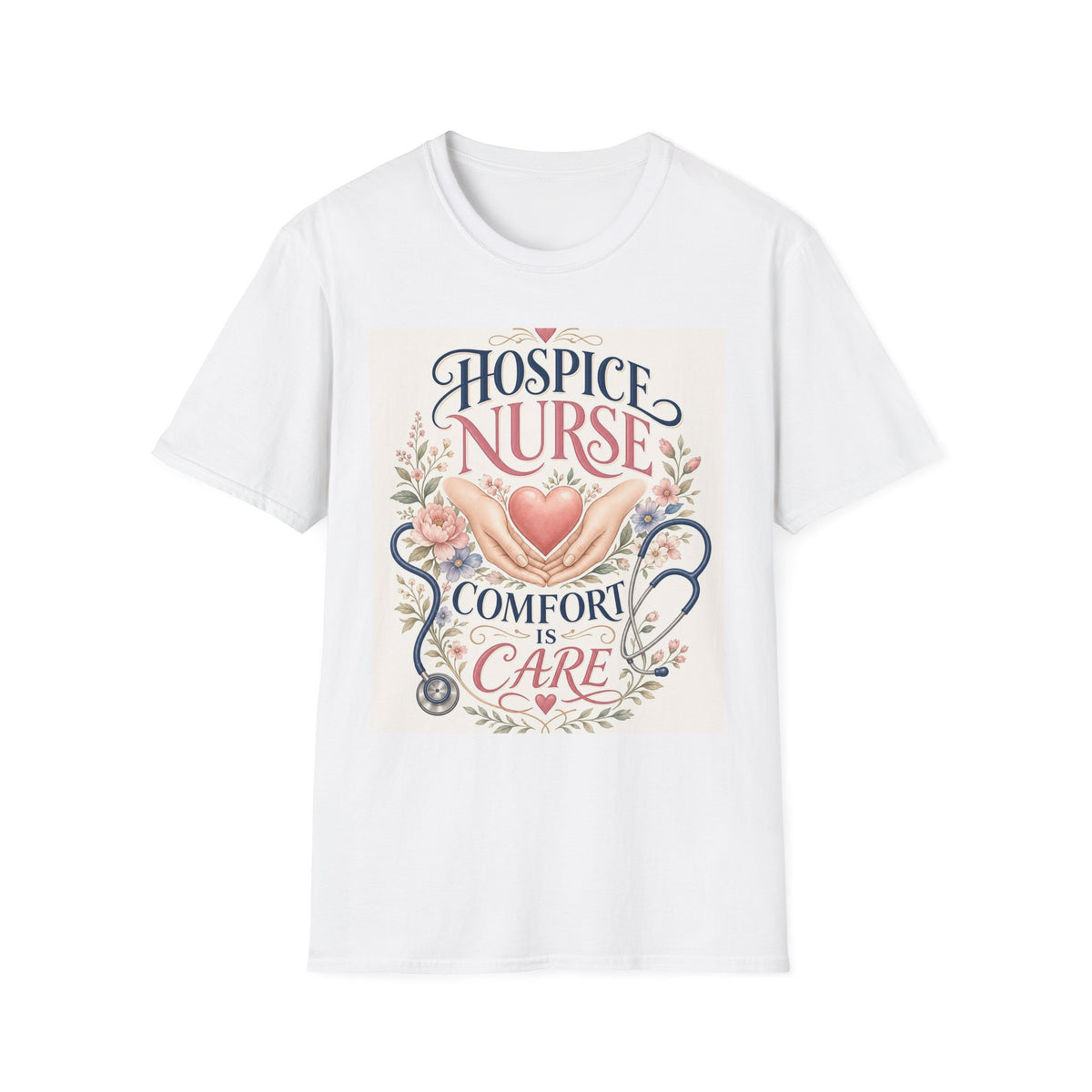 Elegant T Shirt Design Celebrating Hospice Nurses With Compassionate Imagery