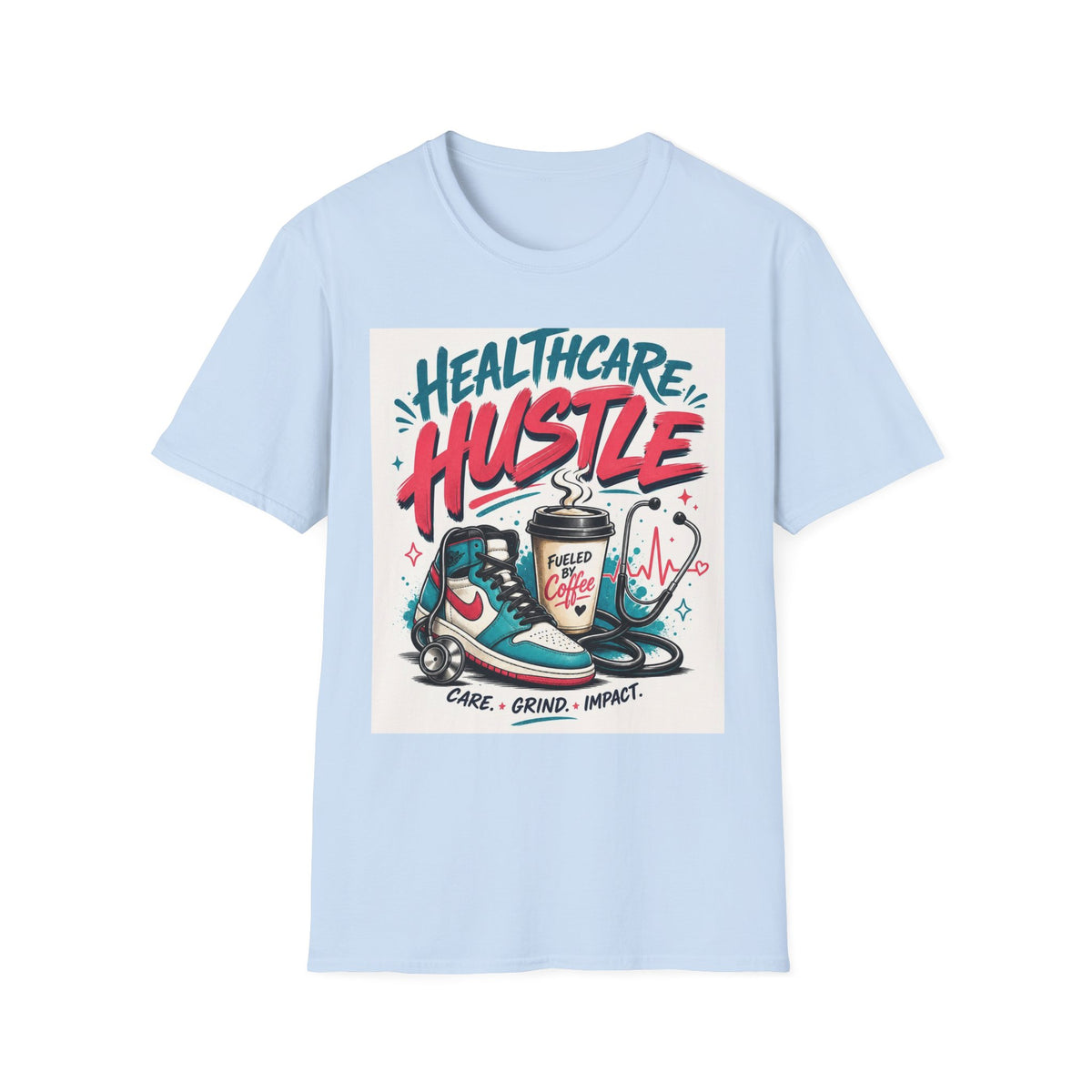Dynamic T Shirt Design Featuring Healthcare Hustle Text