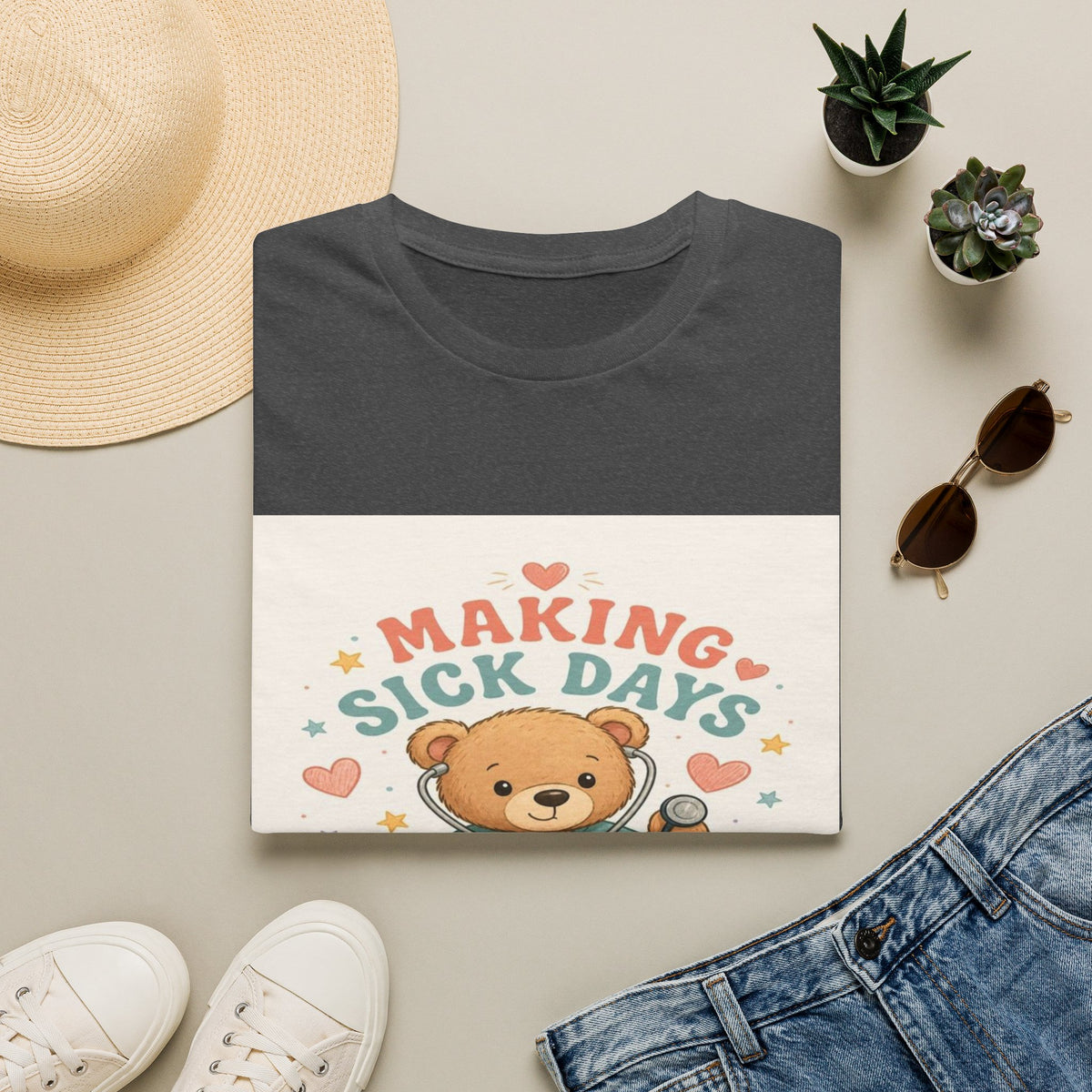 T-shirt Design Featuring Teddy Bear With Stethoscope And Stars- Graphic Tees