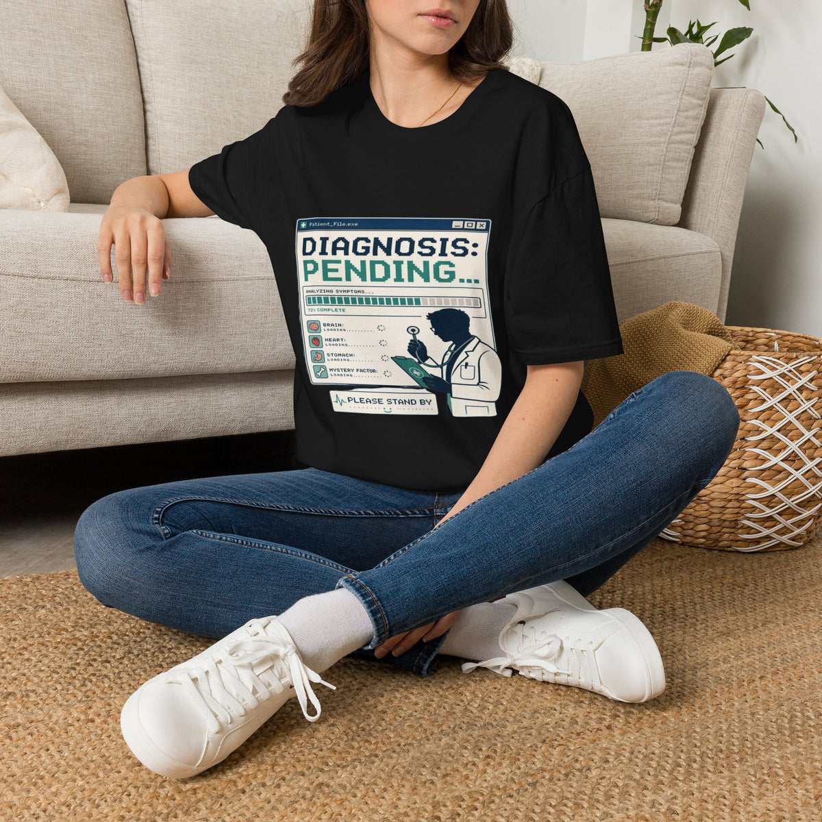 Humorous T-Shirt Design Featuring Doctor's Chart Diagnosis Pending- Graphic Tees