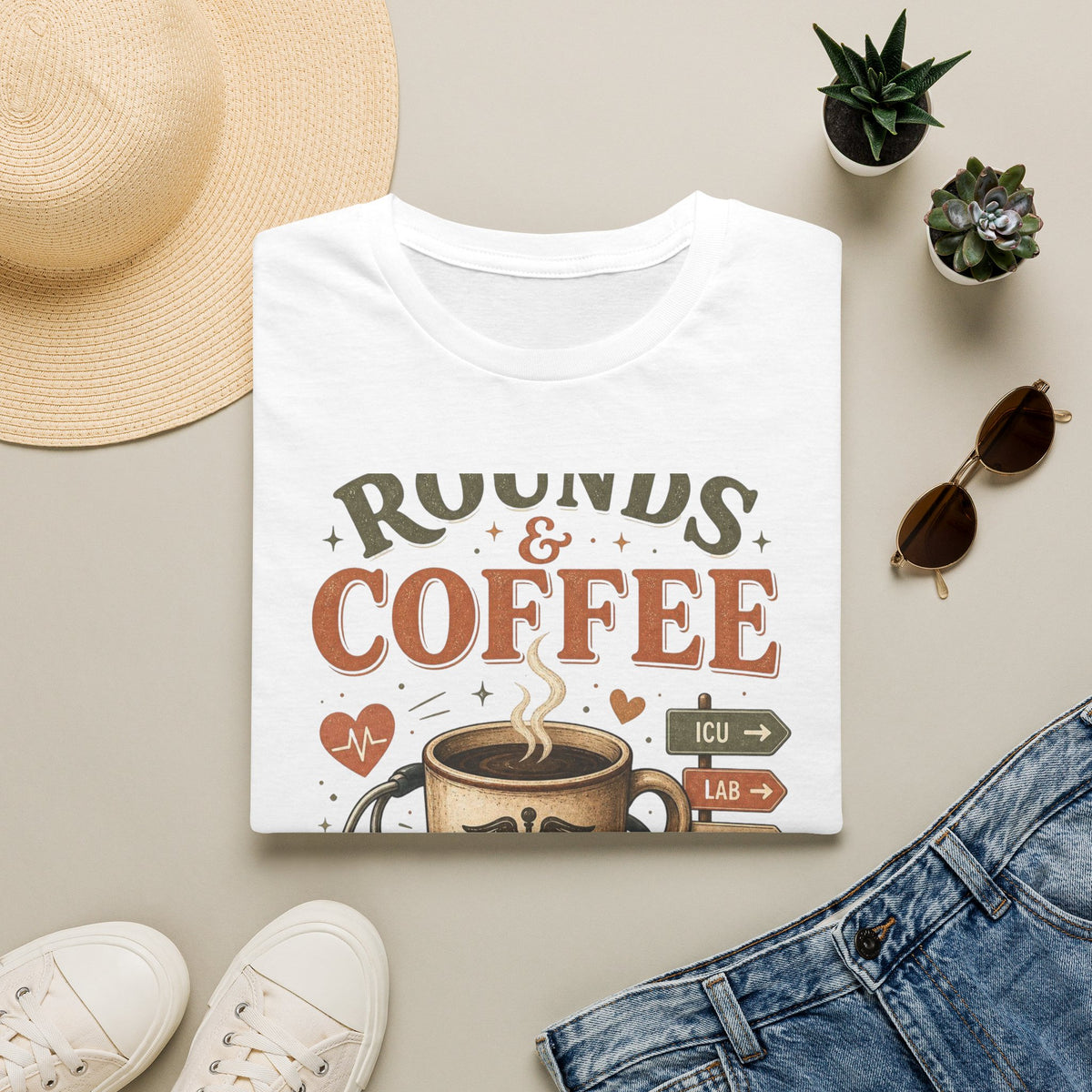 Coffee Cup With Stethoscope Combining Vintage Café And Medical Aesthetics