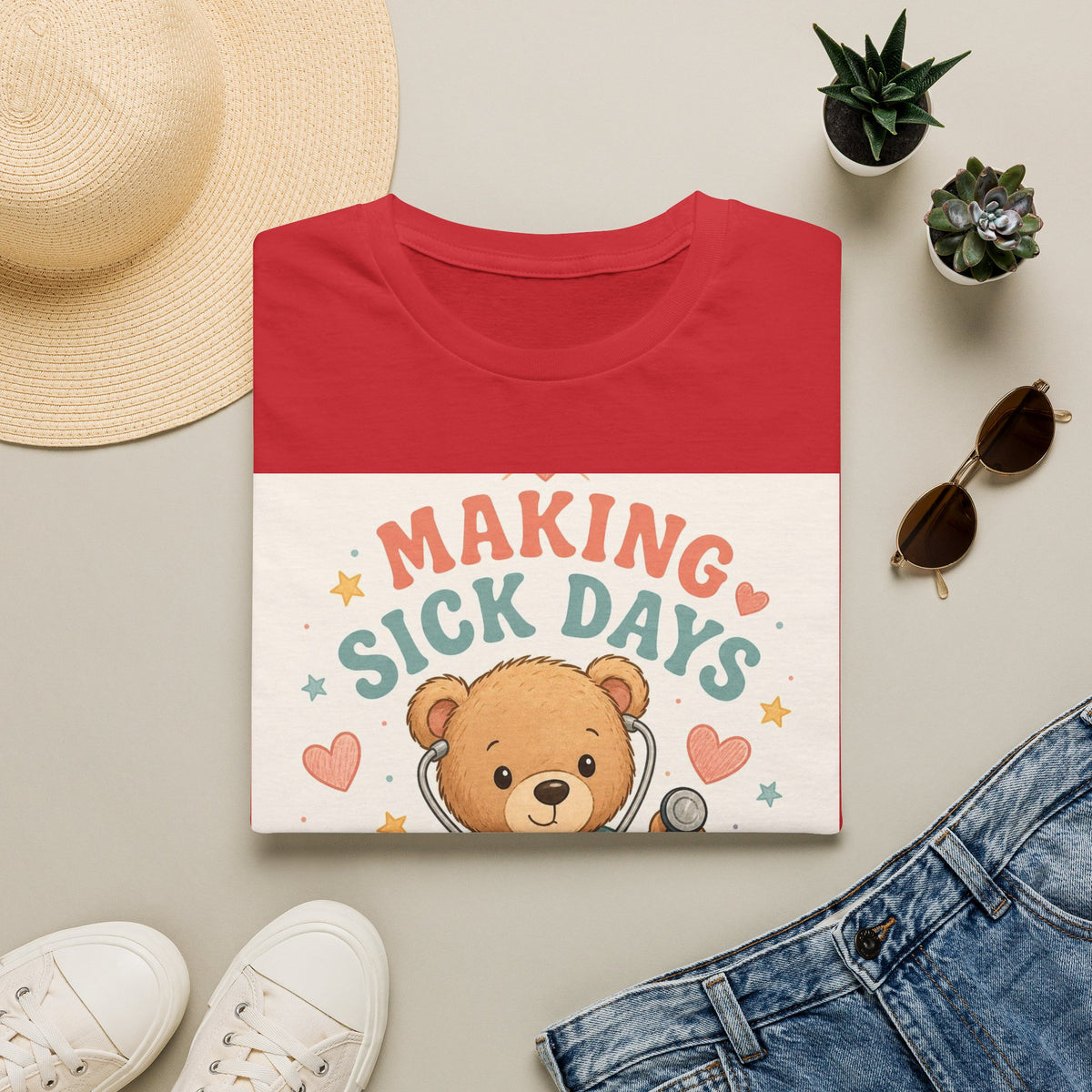 T Shirt Design Featuring Teddy Bear With Stethoscope And Stars