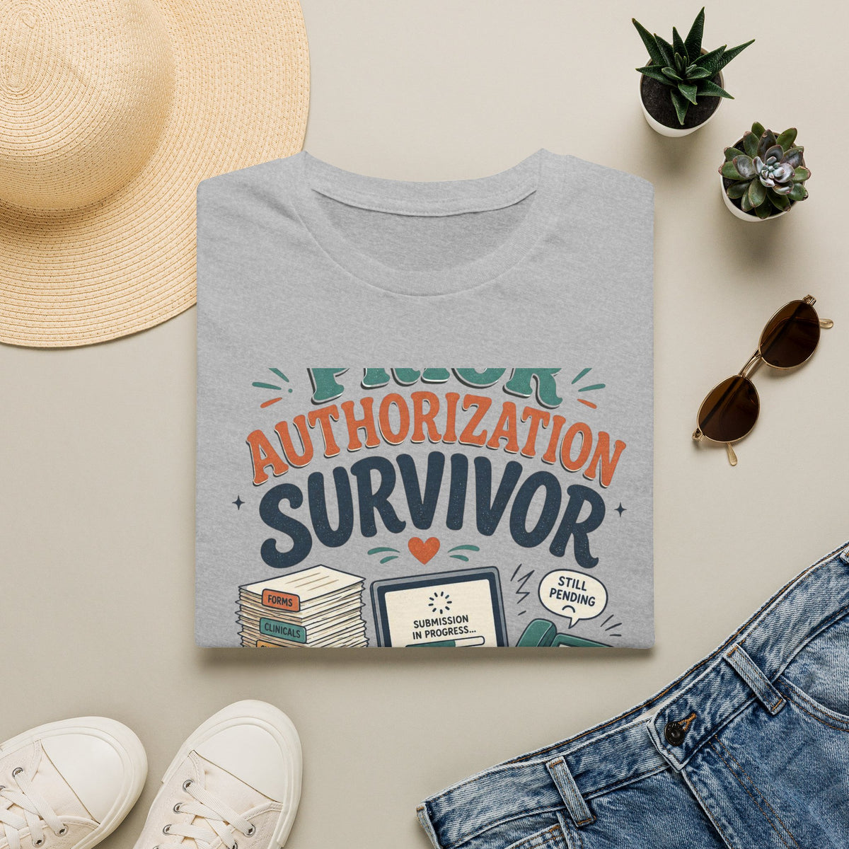 Bold T Shirt Design Showcasing PRIOR AUTHORIZATION SURVIVOR