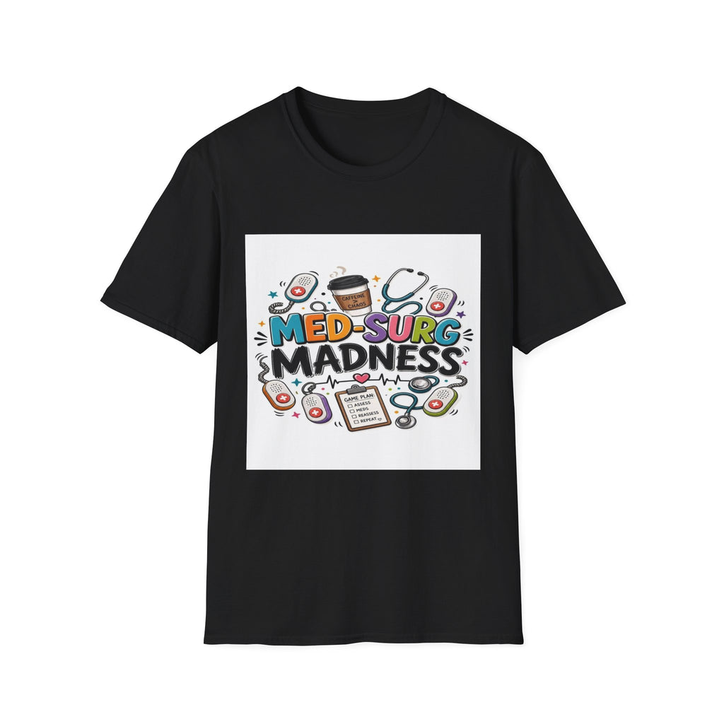 Vibrant T-Shirt Design Featuring MED-SURG MADNESS Phrase- Graphic Tees