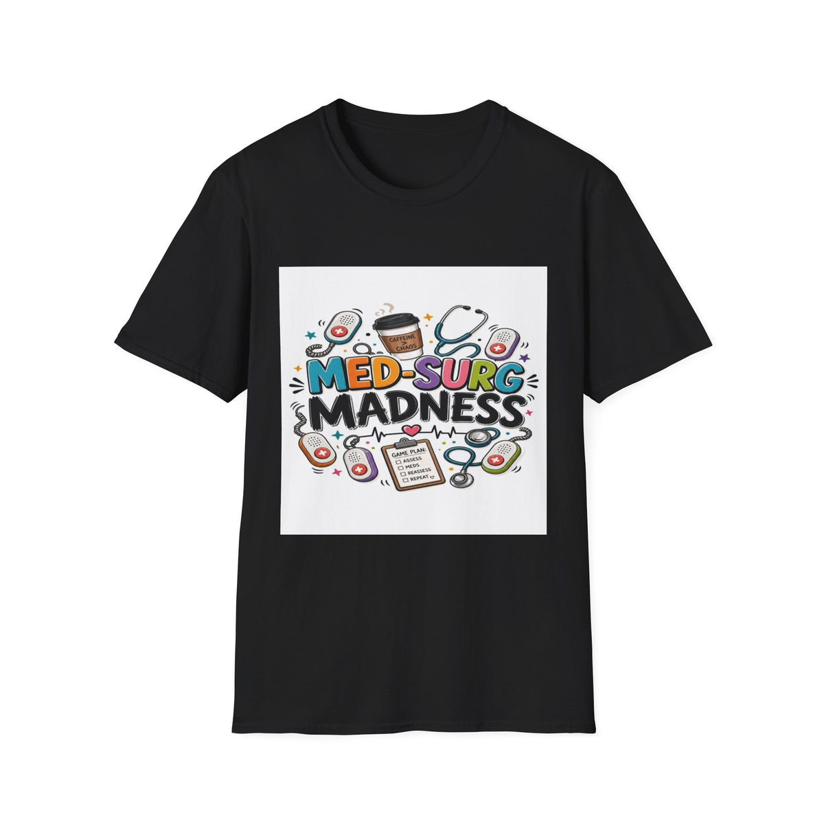 Vibrant T-Shirt Design Featuring MED-SURG MADNESS Phrase- Graphic Tees