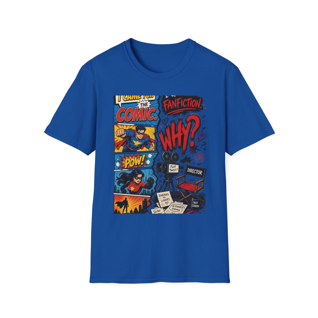 Split T Shirt Design Featuring Comic Panels And Fanfiction Elements