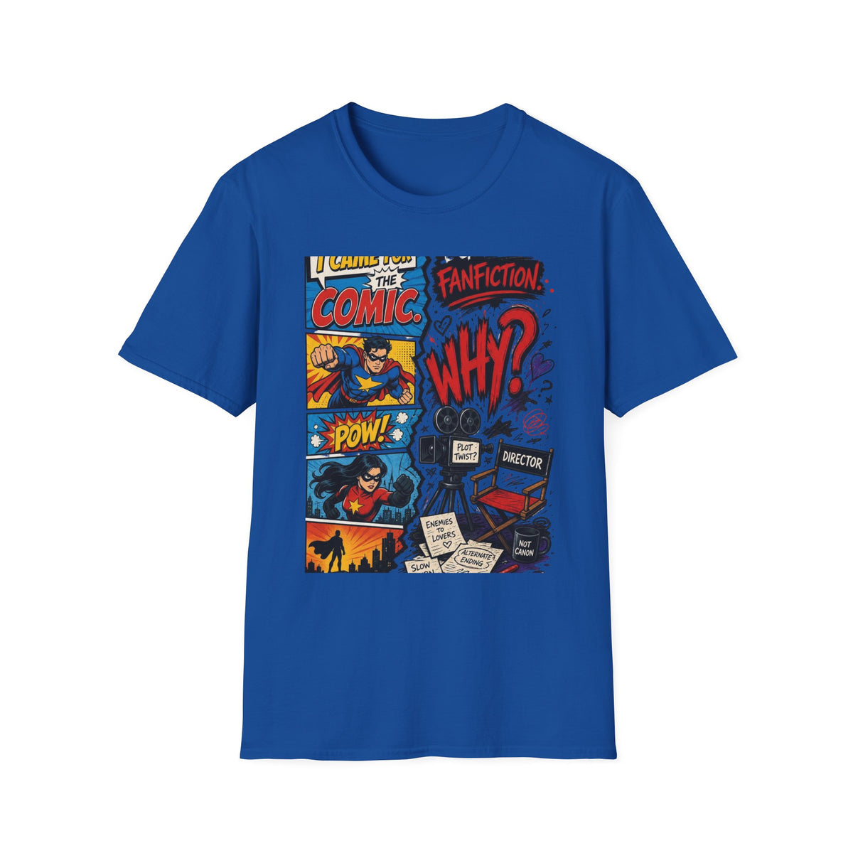 Split T Shirt Design Featuring Comic Panels And Fanfiction Elements