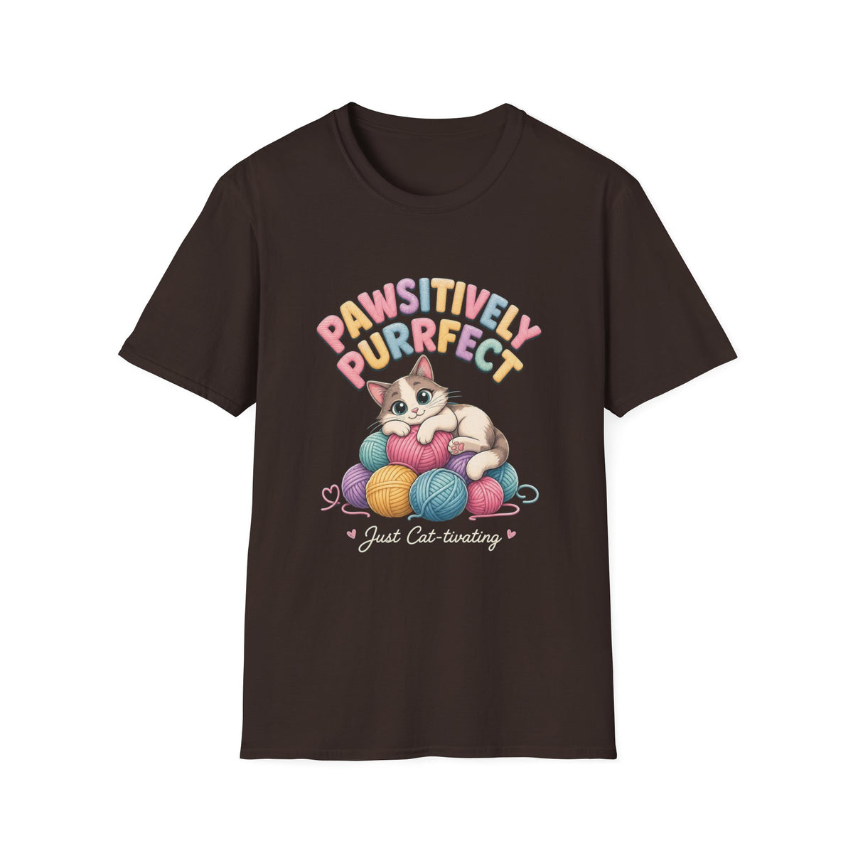 Pawsitively Purrfect Cat T-Shirt — Cute Kitten Yarn Lover Tee