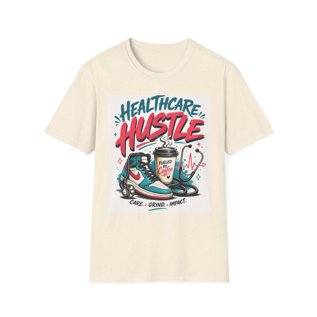 Dynamic T Shirt Design Featuring Healthcare Hustle Text