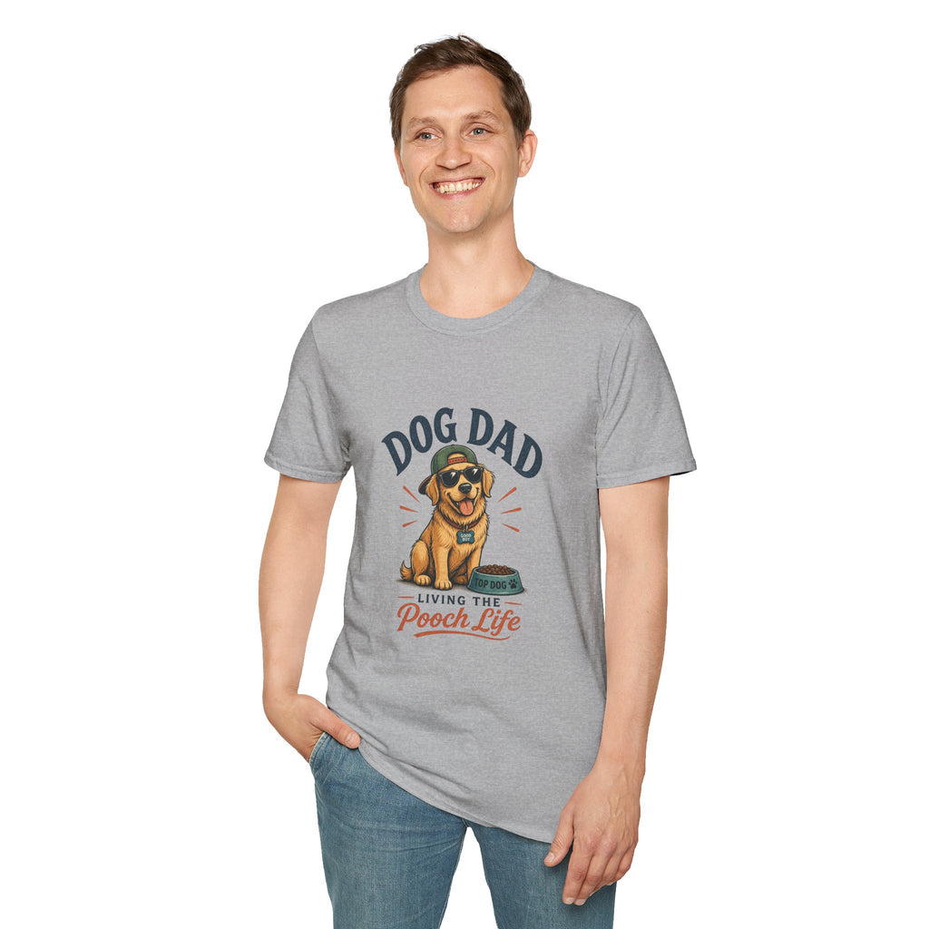 Dog Dad T-Shirt — "Living the Pooch Life" Graphic Tee for Dog Lovers