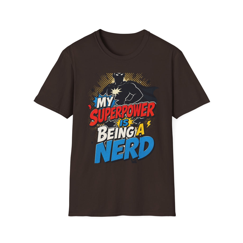 Comic Book Typography Celebrating Nerd Culture With Superhero Silhouette