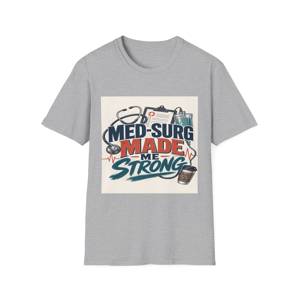 Bold Typography Design Celebrating Med-Surg Strength With Healthcare Icons- Graphic Tees