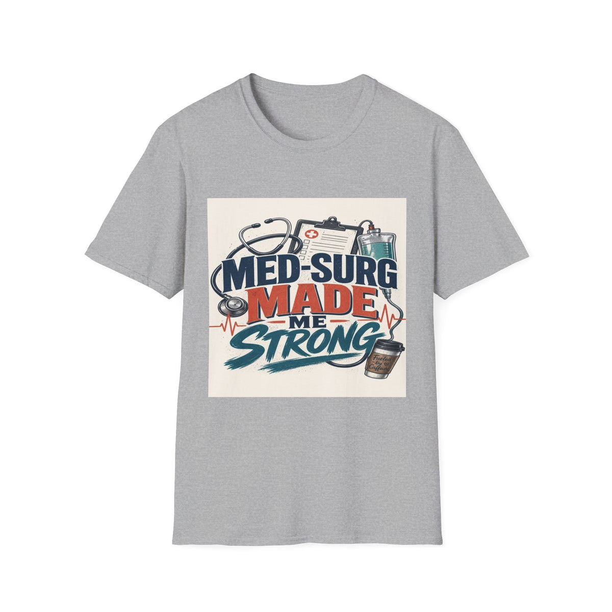 Bold Typography Design Celebrating Med-Surg Strength With Healthcare Icons- Graphic Tees